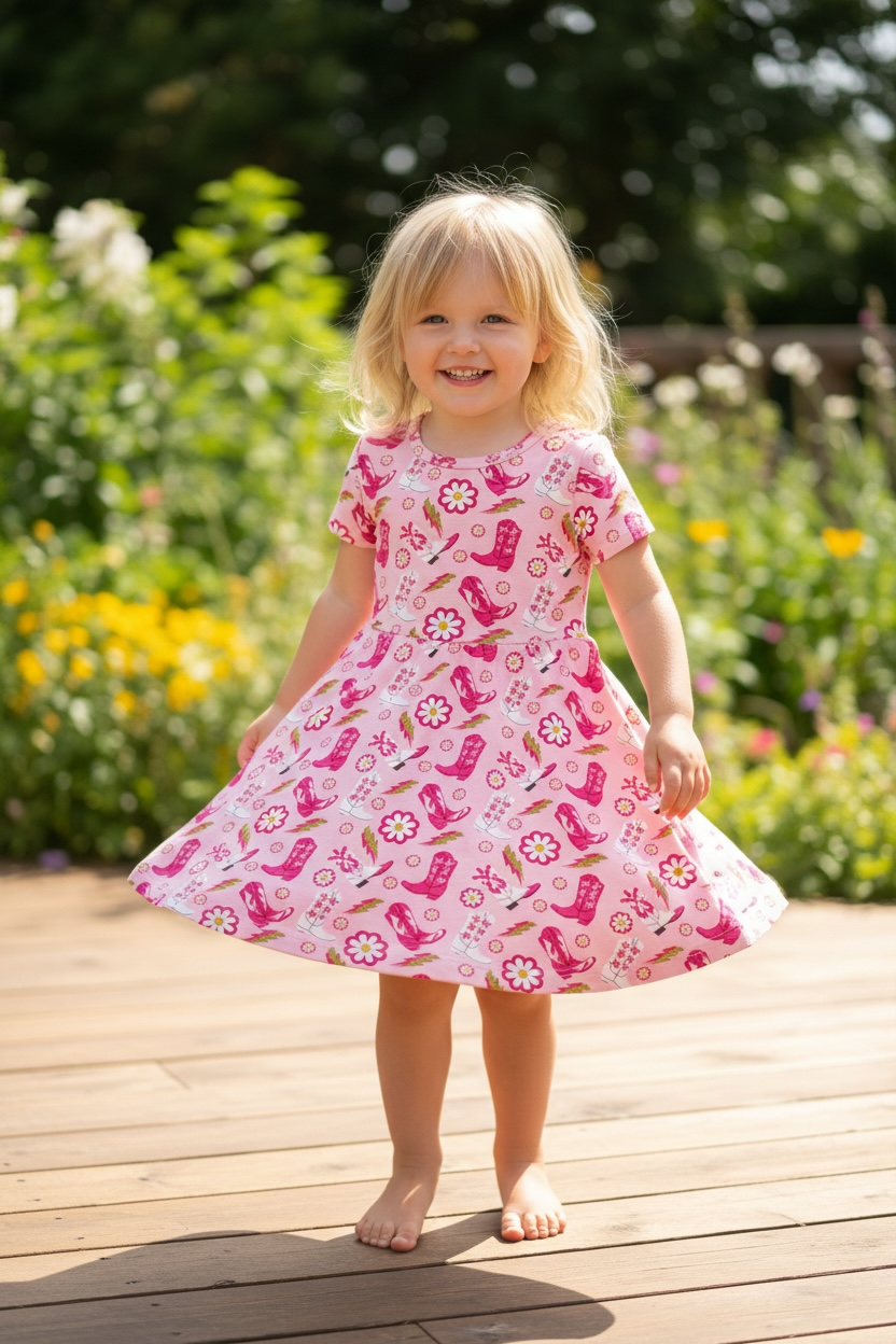 Pink Boots Bamboo Dress|819