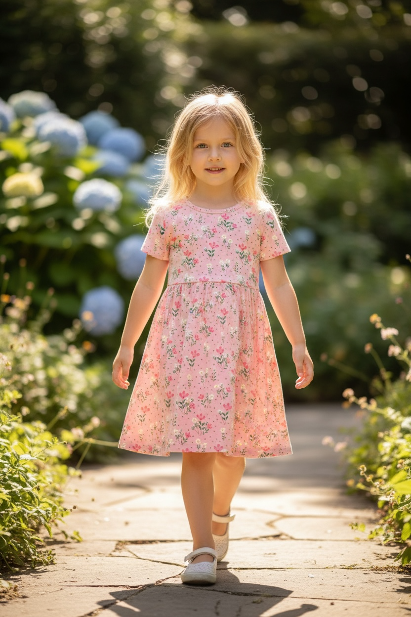 Pink Flower Bamboo Dress|815