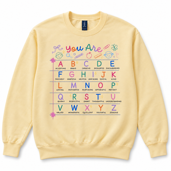 ABC Affirmations Crewneck Sweatshirt in Butter Yellow